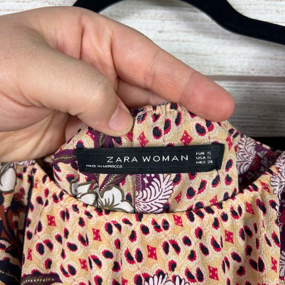 Zara Women's Tropical Off The Shoulder Midi Printed Summer Dress Size Small - Picture 4 of 9